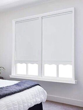 Cordless Vinyl Spring Roller Shade Fringed Brilliant White 34.5'' x 64''